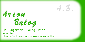 arion balog business card